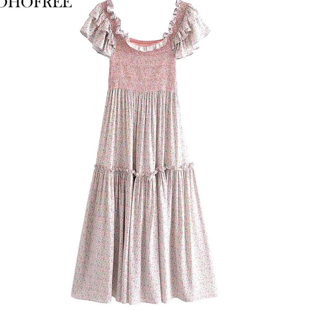 Boho tiered ruffle dress